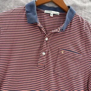 Criquet Polo Mens L Orange Stripe Pocket Golf Shirt